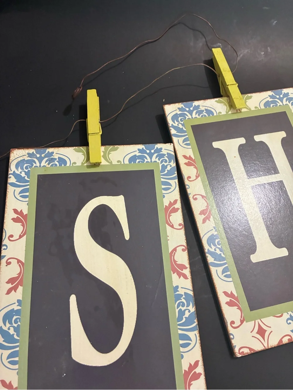 WASH Decorative Hanging Banner - Blue, Red, Cream rustic farmhouse
